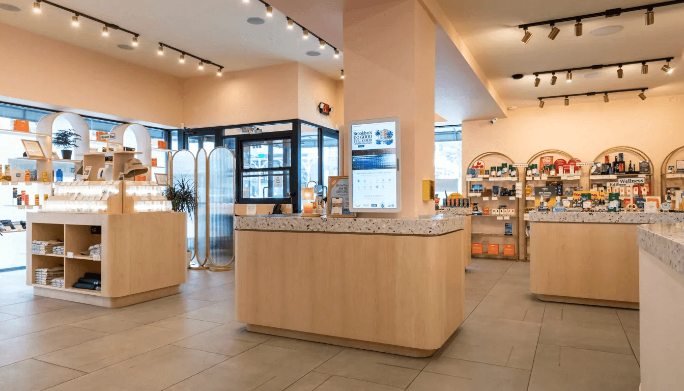 Inside Yerba Buena's bright cannabis dispensary on Atlantic Avenue in Cobble Hill, Brooklyn